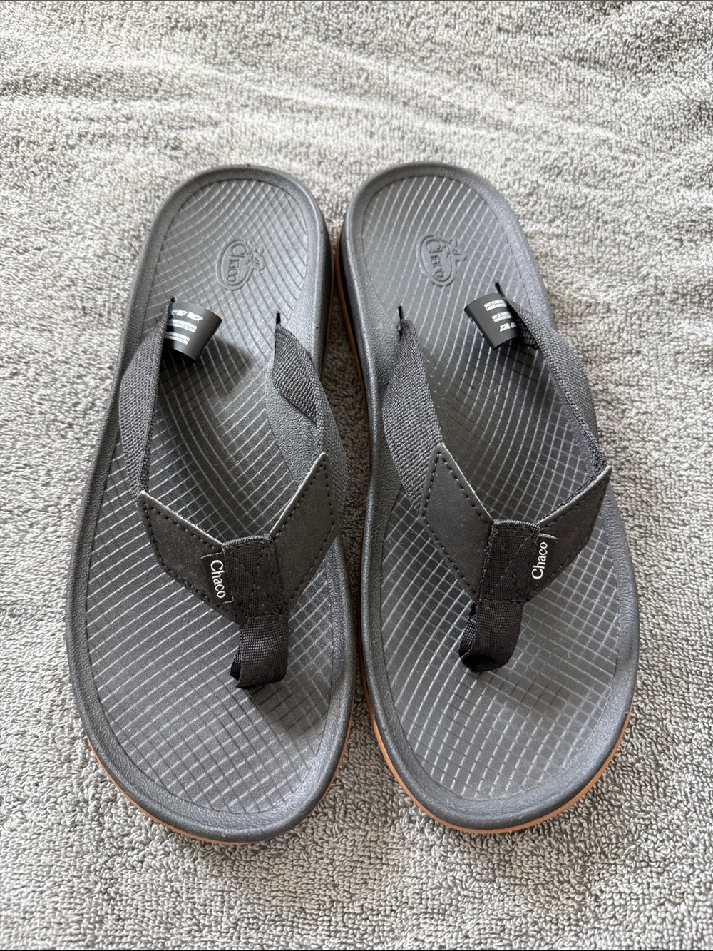 Chaco Women's Black Flip-Flop Sandals with Brown Outsole Trim